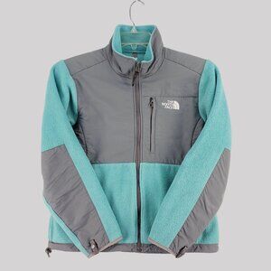 The North Face Womens Turquoise & Gray Full-Zip Fleece Jacket Size S